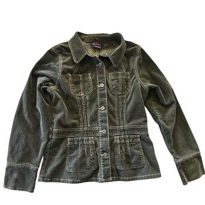 Vintage 90s Olive Green Corduroy Button-Up Jacket, L
